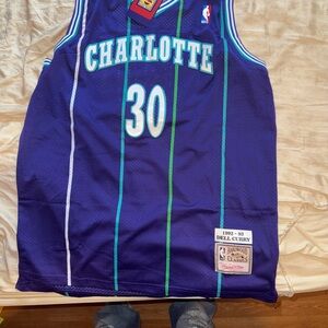 Mitchell & Ness Purple and Green charlotte 30 Curry Throwback Jersey